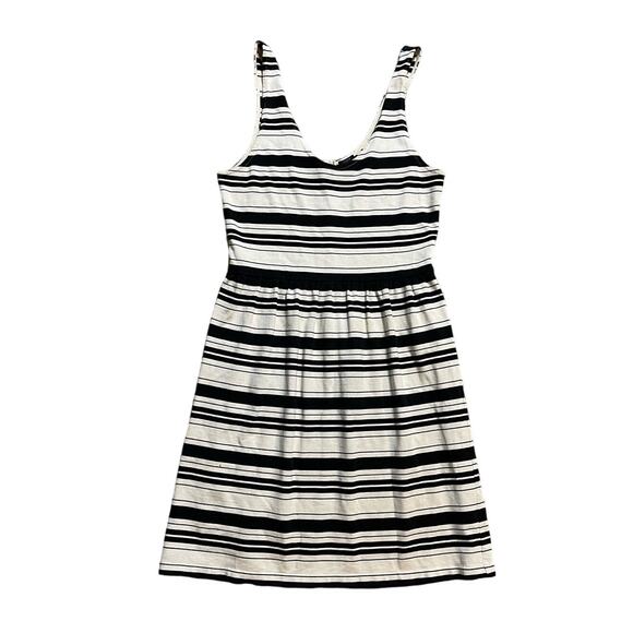 J Crew Black/Ivory Striped‎ Villa Dress Button Back Dress Size Small - Picture 3 of 10
